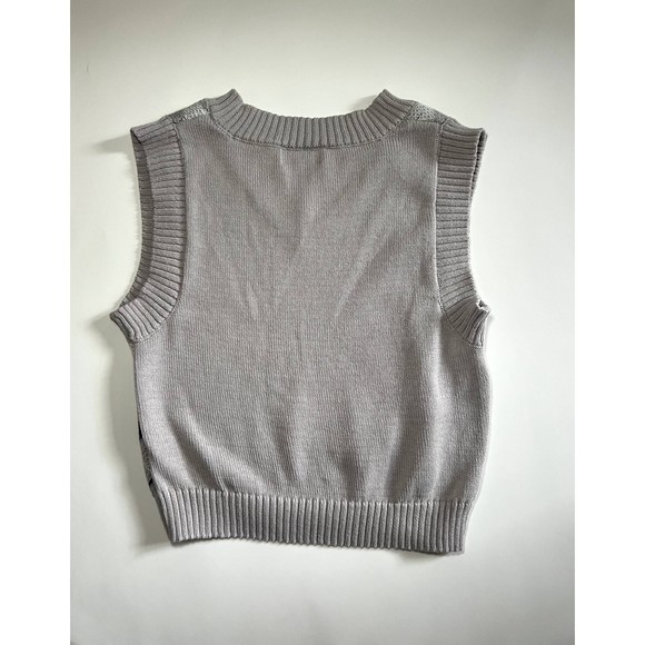 Say What Gray Argyle V Neck Vest - Picture 2 of 3
